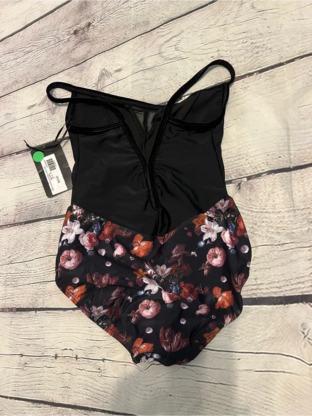 Suffolk Black Floral leotard AXS